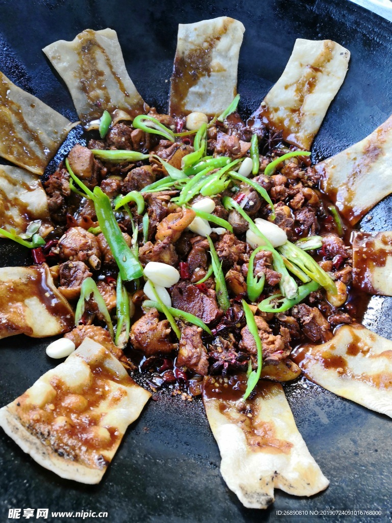 地锅鸡  辣椒 饼 食物 美食