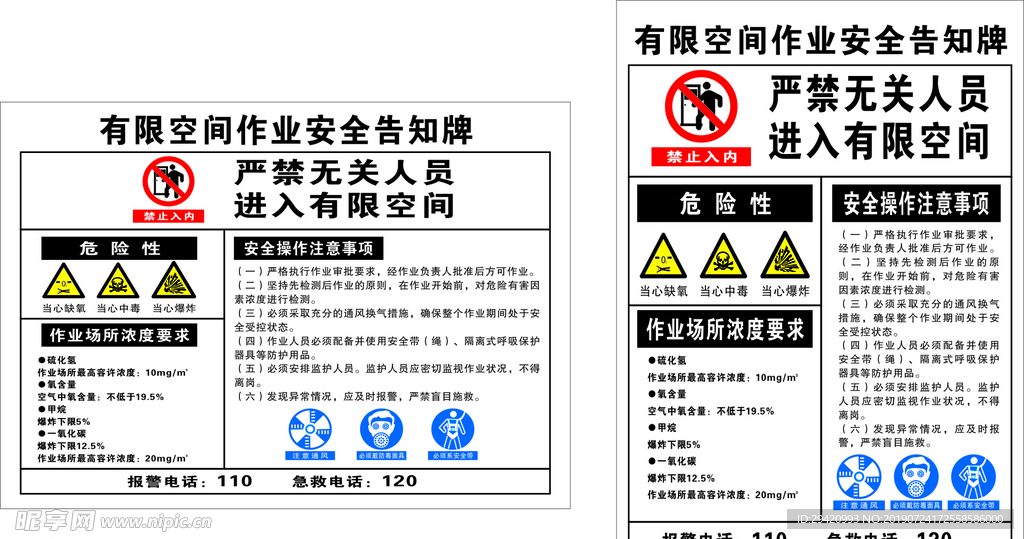 有限空间作业安全告知牌