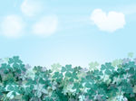 原创四叶草蓝天白云背景
