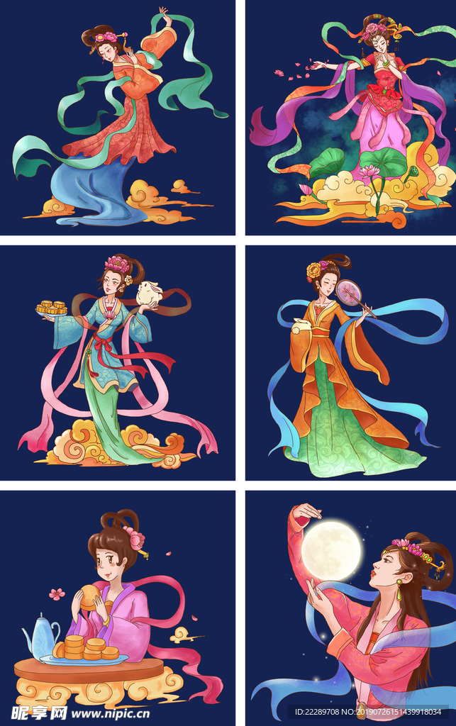 卡通嫦娥赏月