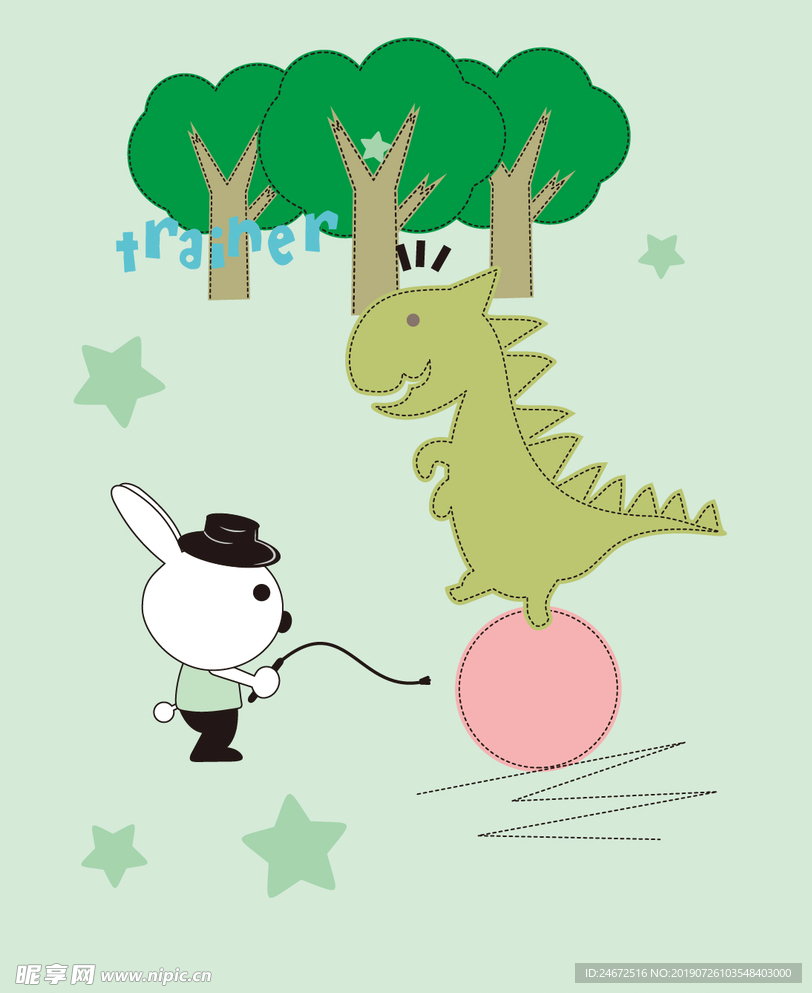 卡通兔子 恐龙