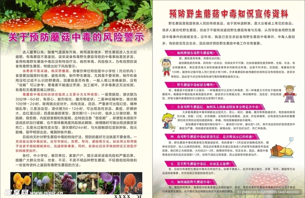 预防野生蘑菇中毒知识宣传宣传单