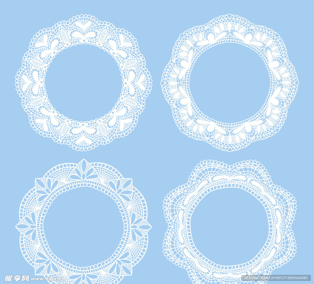 4款白色蕾丝花纹圆环