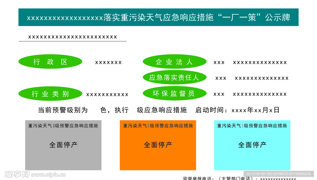 相应措施牌 公示牌 停产牌