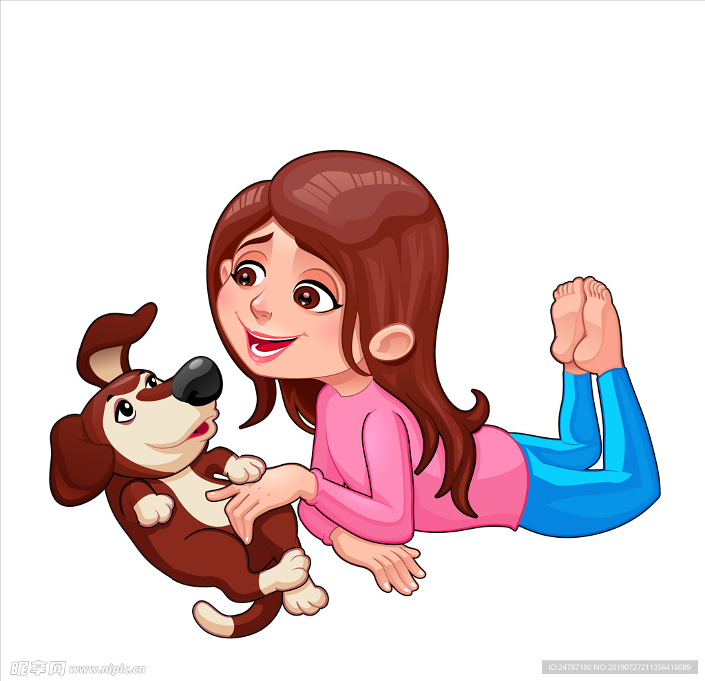 小孩玩小狗