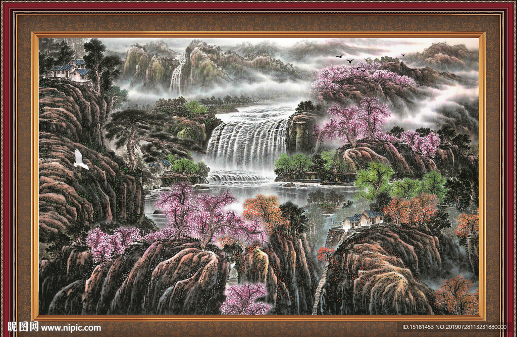 聚宝盆山水画