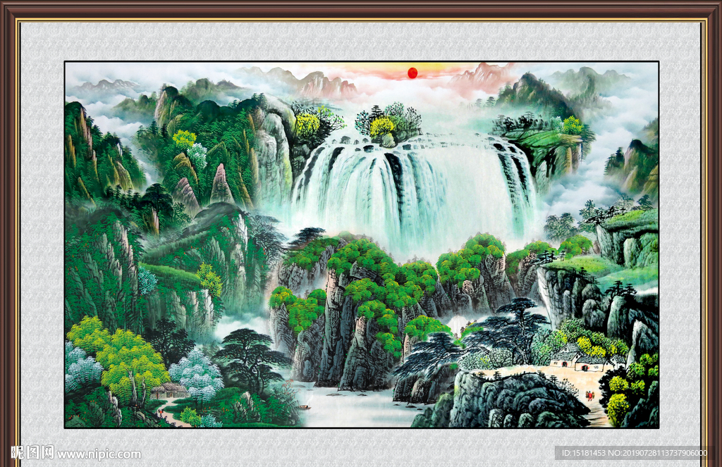 聚宝盆山水画