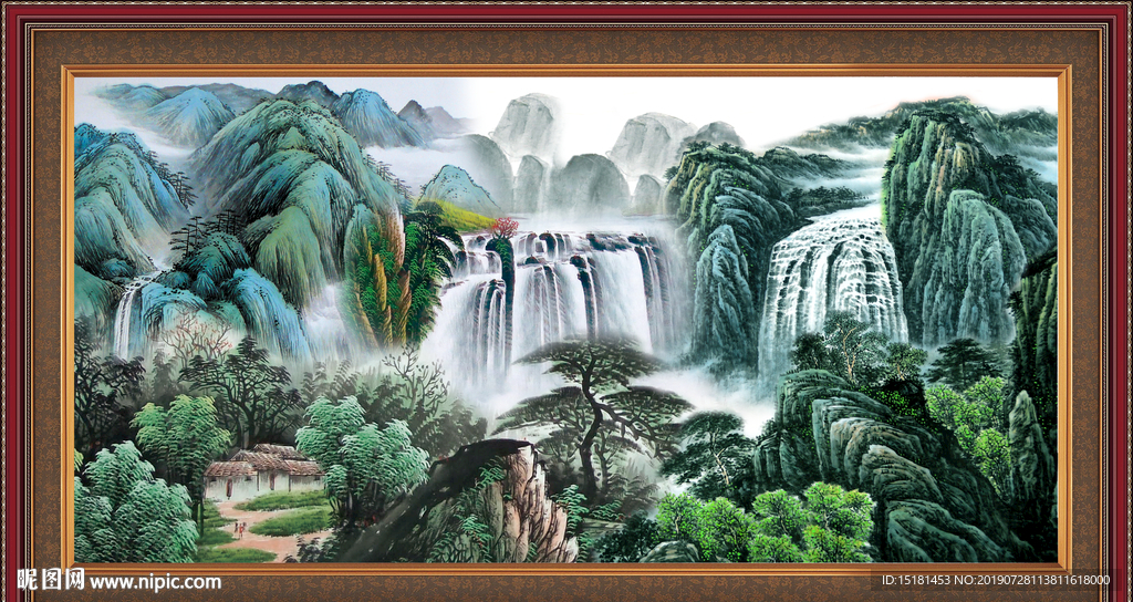 聚宝盆山水画