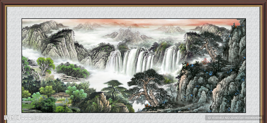 聚宝盆山水画