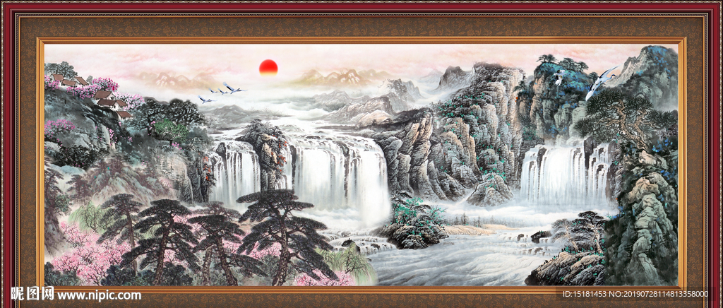 聚宝盆山水画