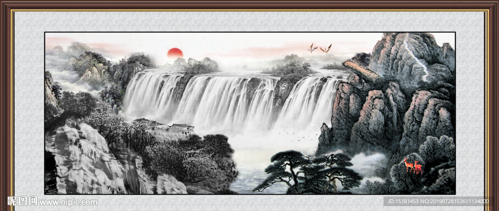 聚宝盆山水画