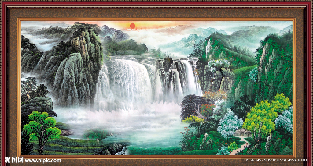 聚宝盆山水画