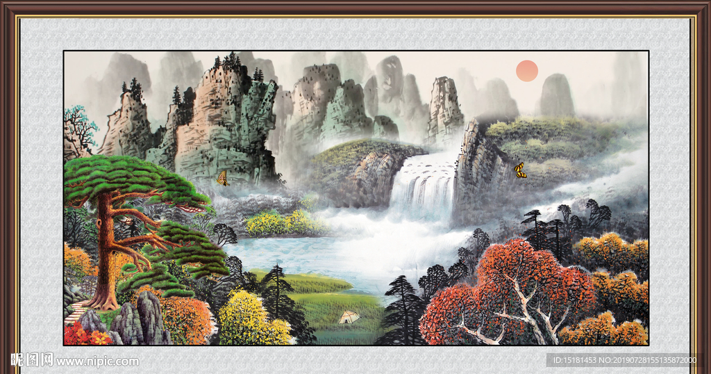 国画迎客松