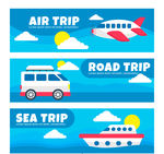 3款卡通旅行元素banner