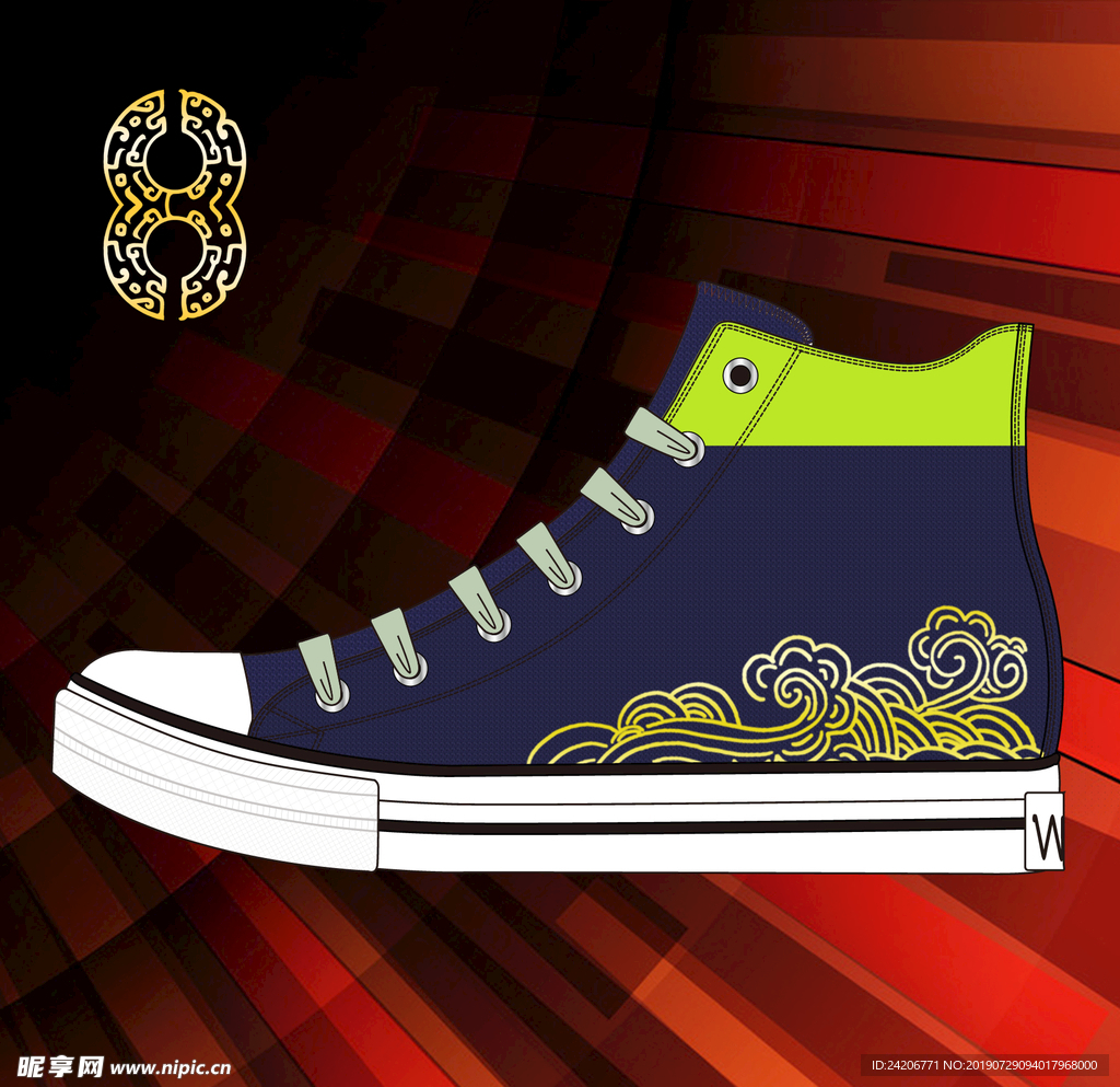 中国风高帮板鞋-古典图案30