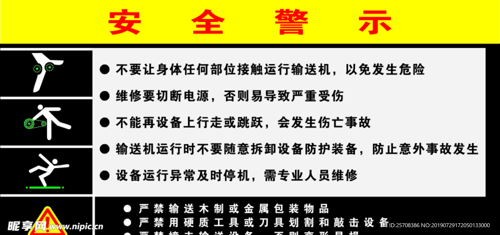 传送机安全警示