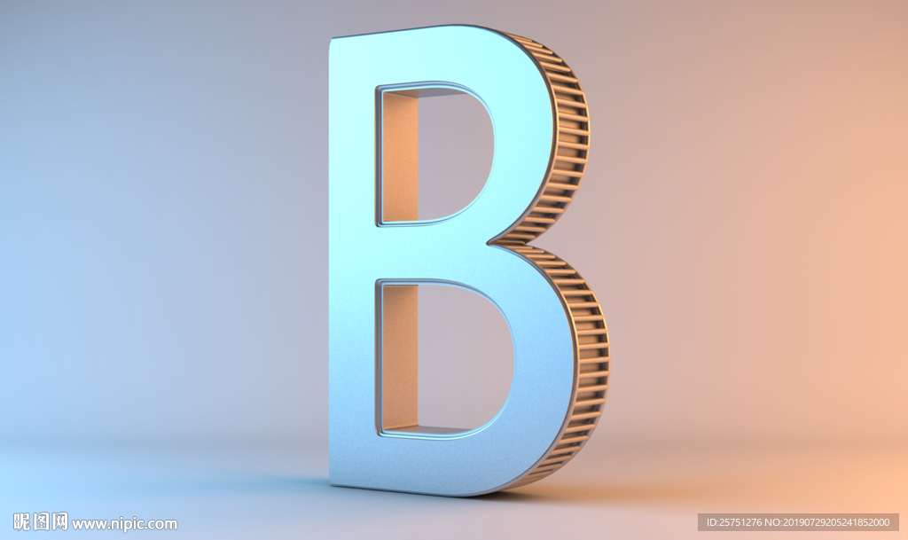 C4D金属质感字母B