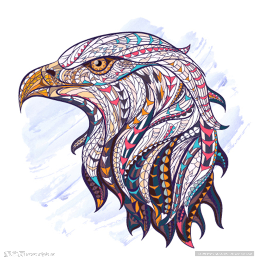 彩色图案拼接动物头像矢量插画艺