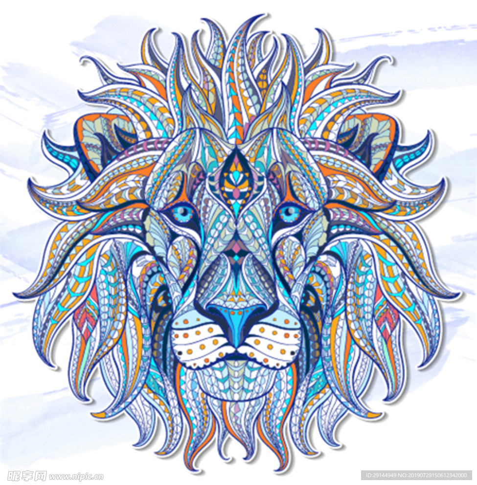 彩色图案拼接动物头像矢量插画艺