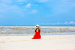 海边沙滩美女背影图