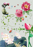 花 绳子 纽扣 珠子等国画元素
