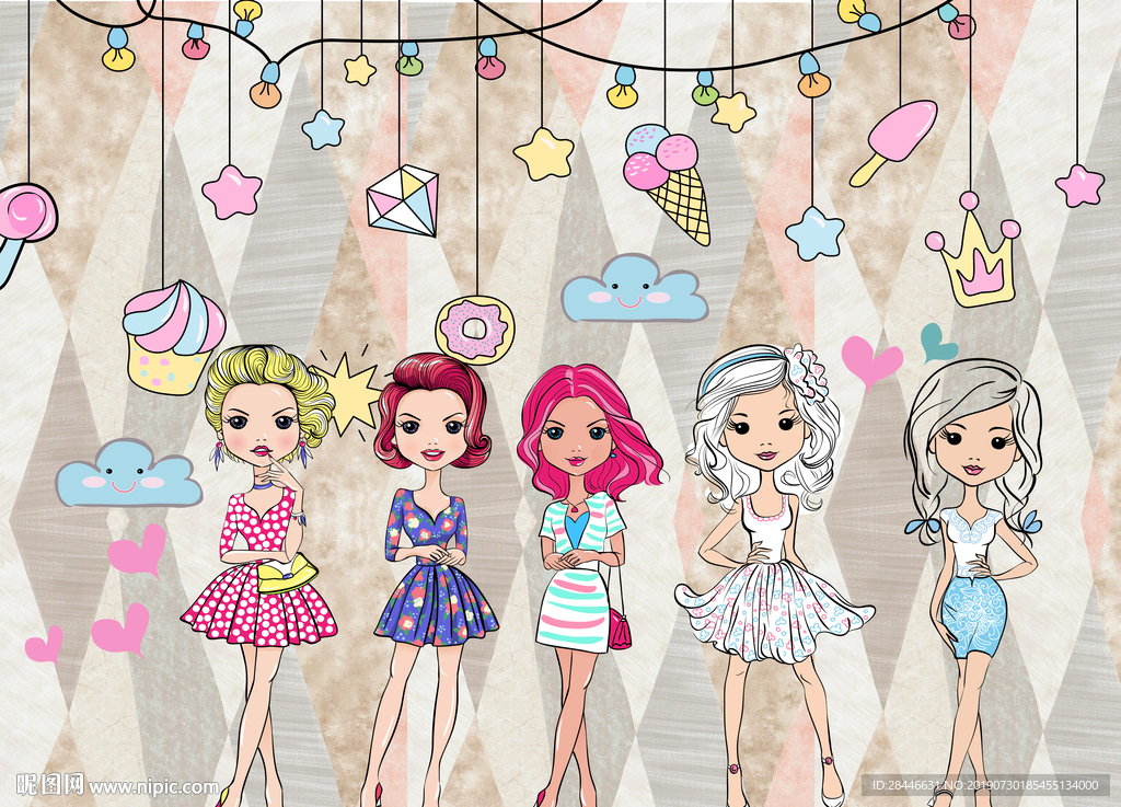 卡通儿童房背景墙