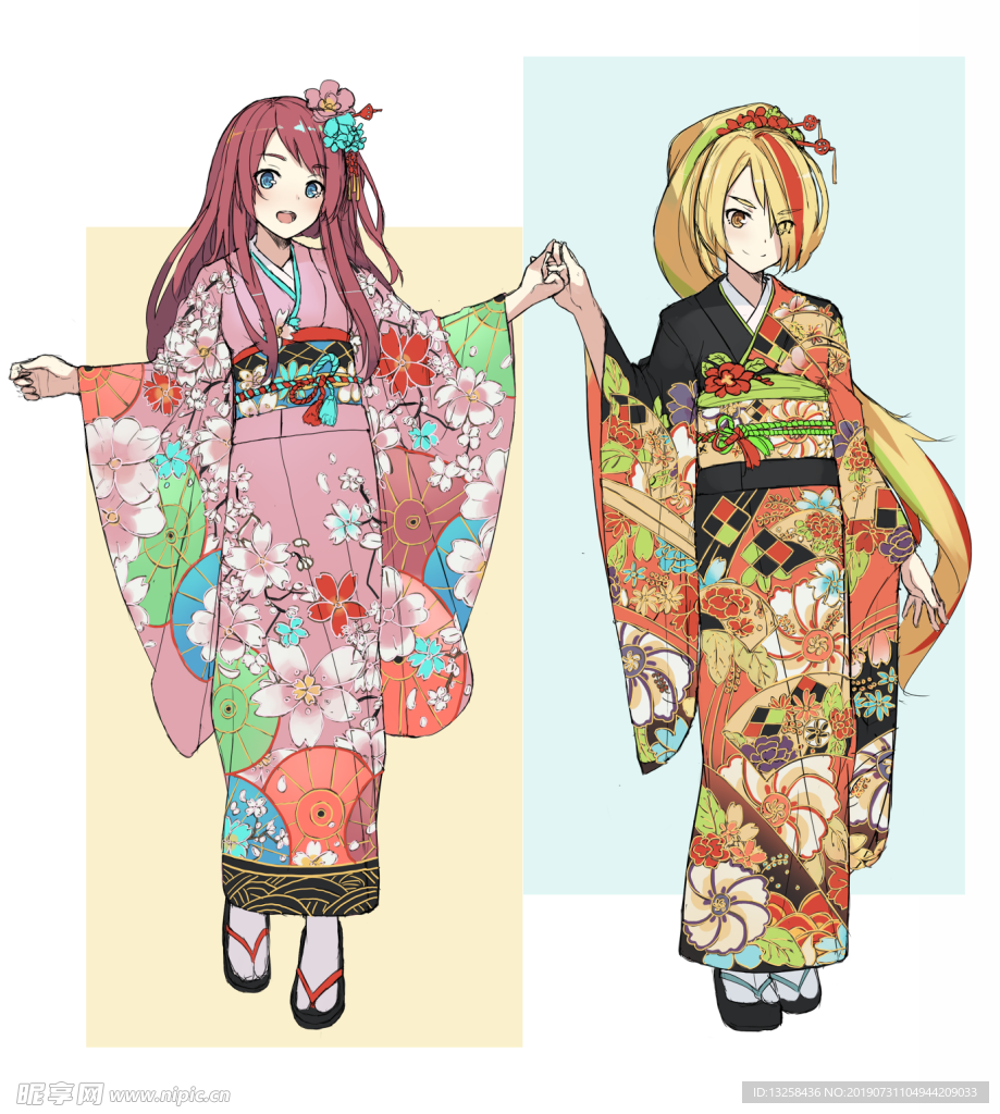女孩卡通插画背景