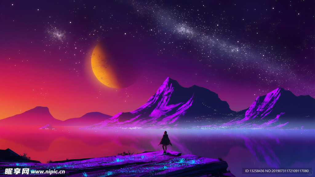 彩色群山插画背景