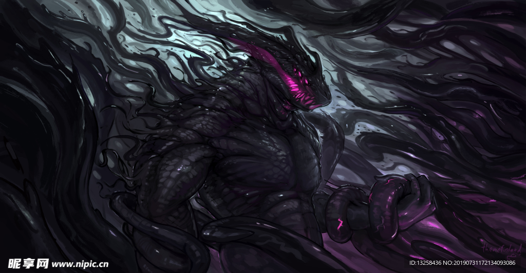 黑色怪兽背景插画