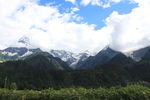 雪山 蓝天 白云 水 高山 树