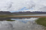 蓝天白云 湖 西藏 雪山 倒影