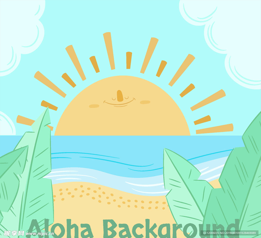 彩绘夏威夷海上日出