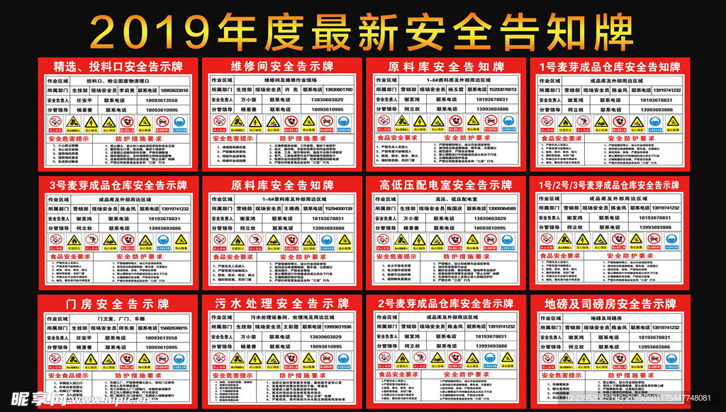 2019年最新安全告知牌