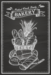 面包店手绘麦子餐厅素材图