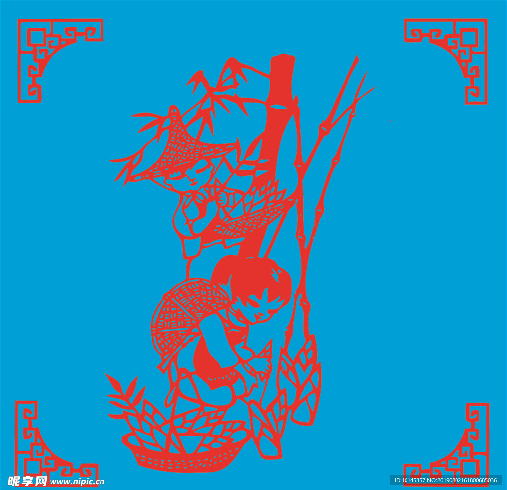 挖竹笋剪纸