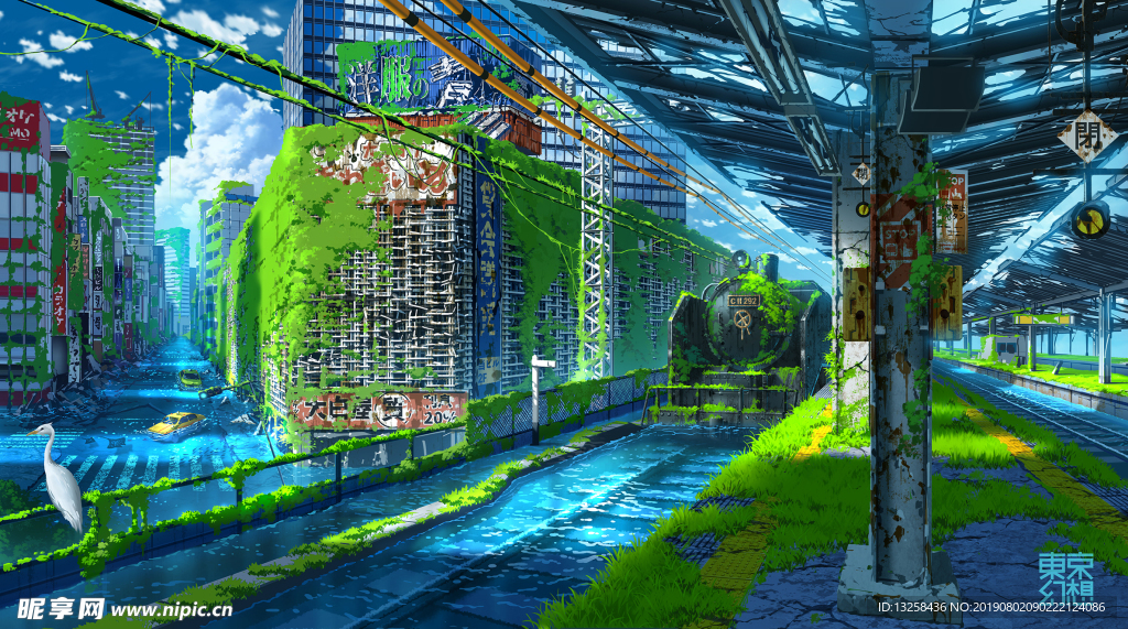 卡通动漫风景插画背景