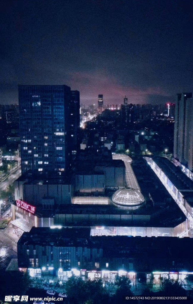 郑州夜景油画效果摄影图