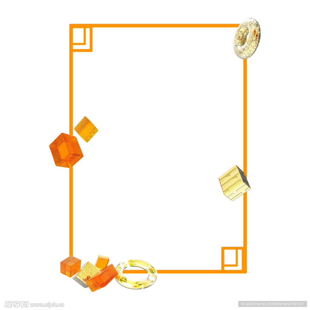 暖色调立体几何线性边框