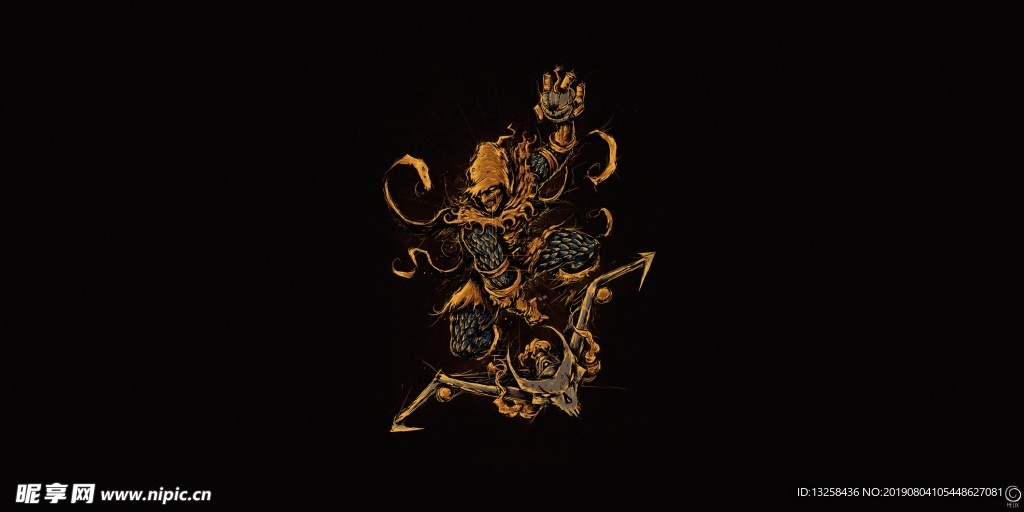 黑色人物花纹插画背景