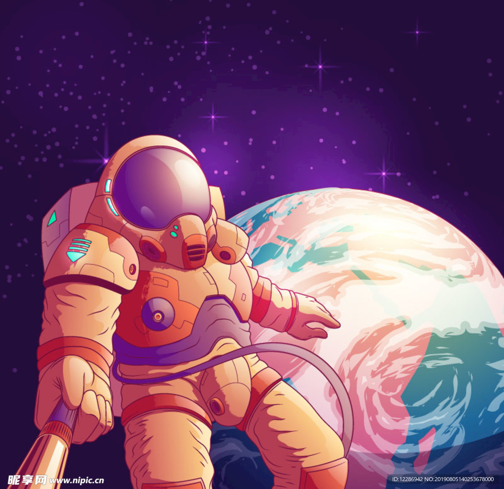 外太空的宇航员插画