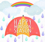 彩色雨季雨中的伞