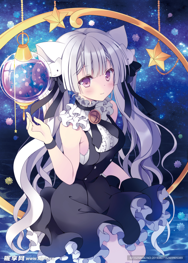 女孩卡通插画动漫人物背景