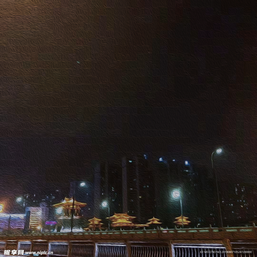 洛阳桥头夜景摄影图
