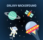 创意太空中的星球和宇航员