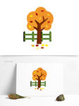 原创秋天的树卡通手绘