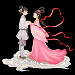 七夕节日动图 牛郎织女动图手绘
