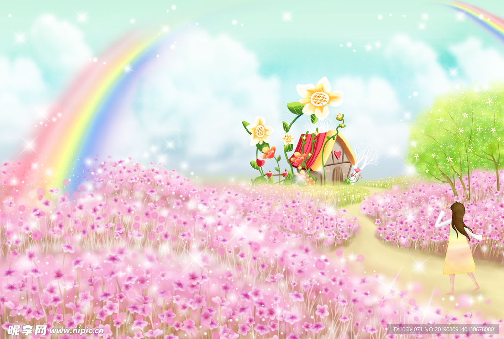 可爱幼儿卡通矢量插画背景