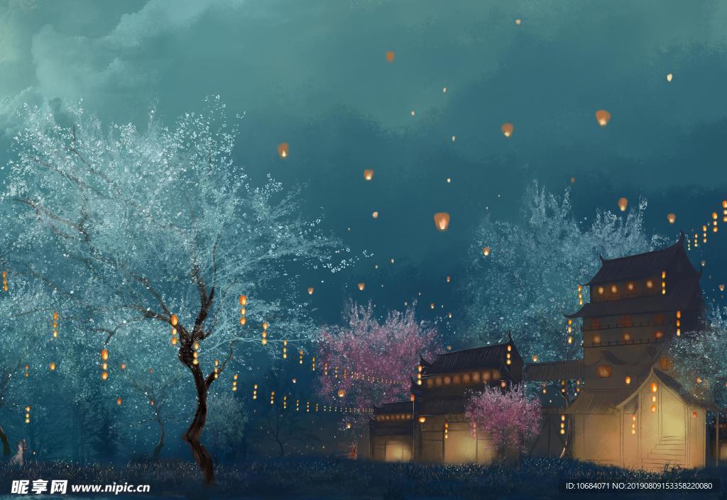 梦幻房屋卡通许愿灯
