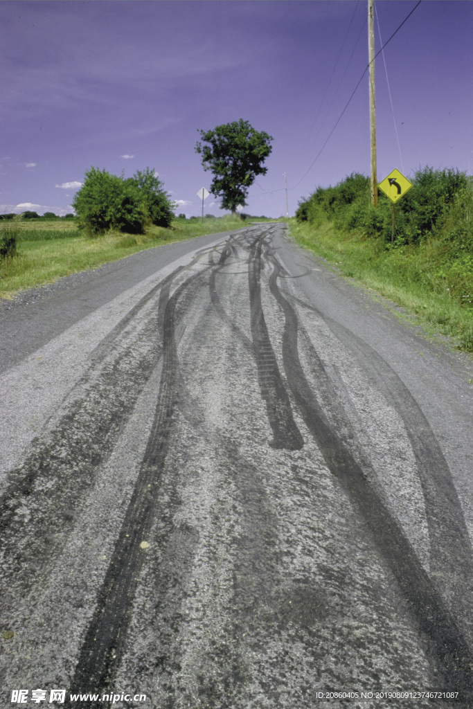 道路 沥青路 树林 郊区 弯道