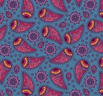 蓝色和粉红色调佩斯利花纹